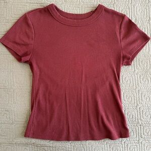 Old Navy Short Sleeve Ribbed Tee - Burgundy